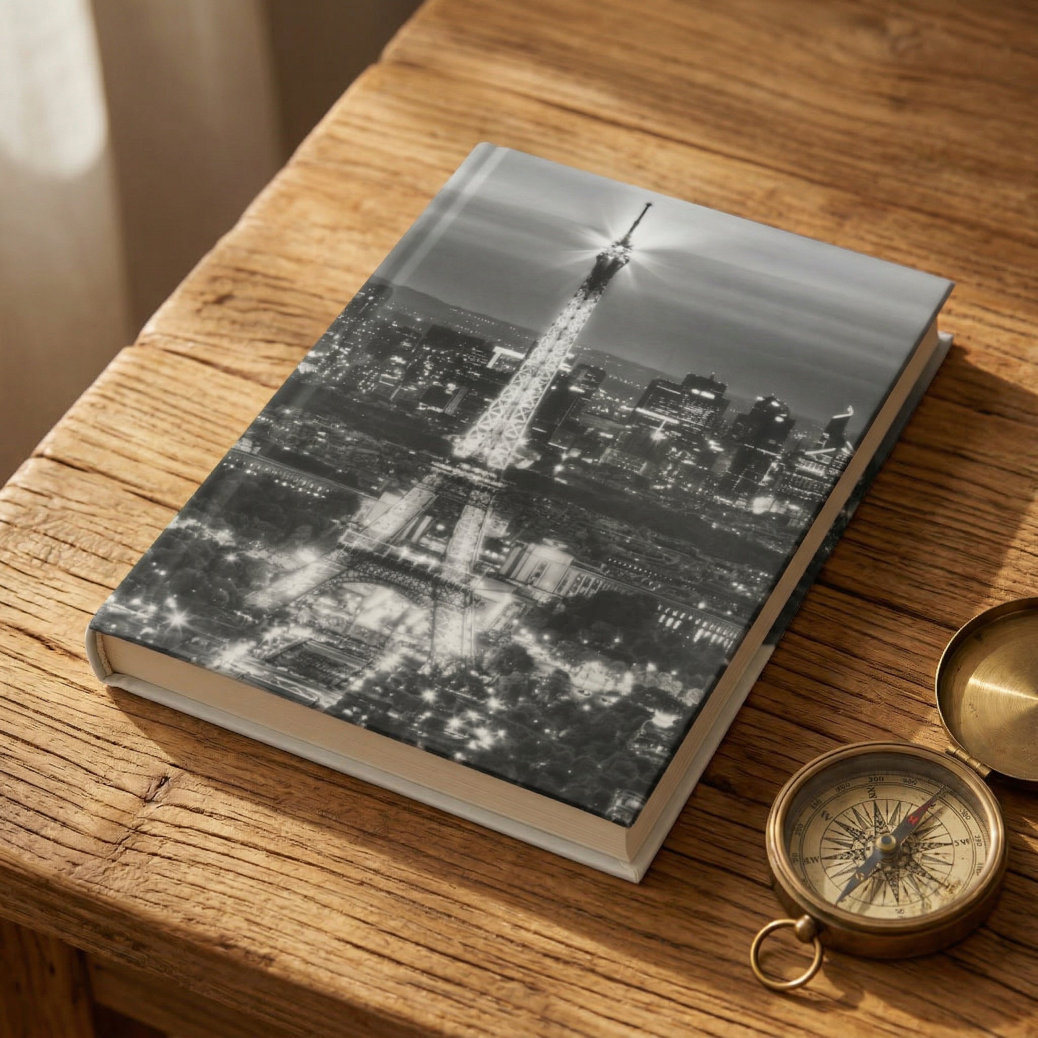 best travel journal for woman with Paris hardcover journal on wooden table