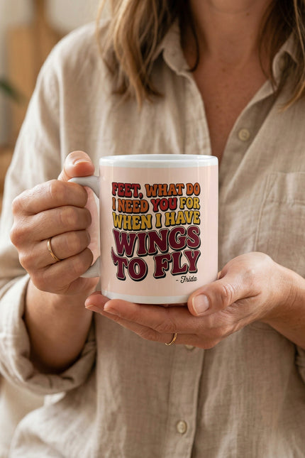 Wings to Fly Inspirational White glossy mug