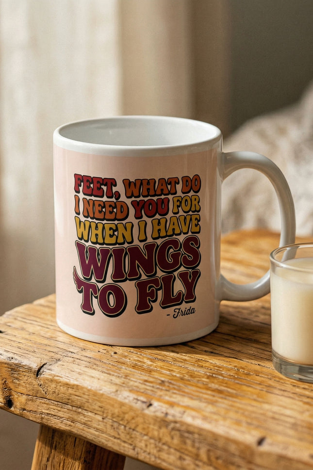 Wings to Fly Inspirational White glossy mug