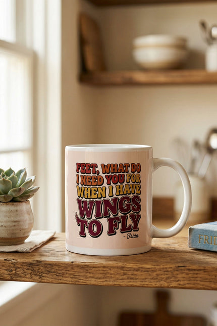 Wings to Fly Inspirational White glossy mug