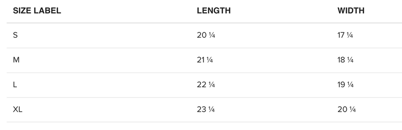 Size chart