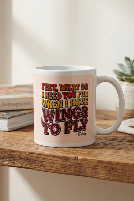 Wings to Fly Inspirational White glossy mug
