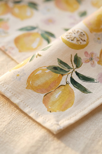 Mediterranean summer lemon and floral print bandana