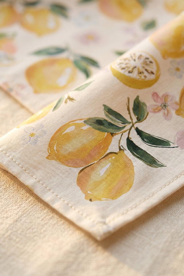 Mediterranean summer lemon and floral print bandana