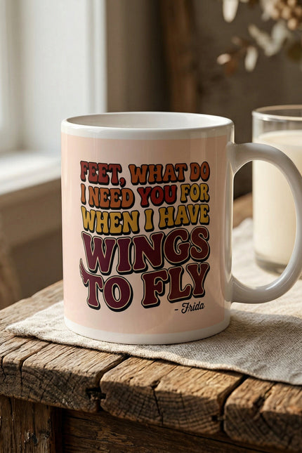 Wings to Fly Inspirational White glossy mug