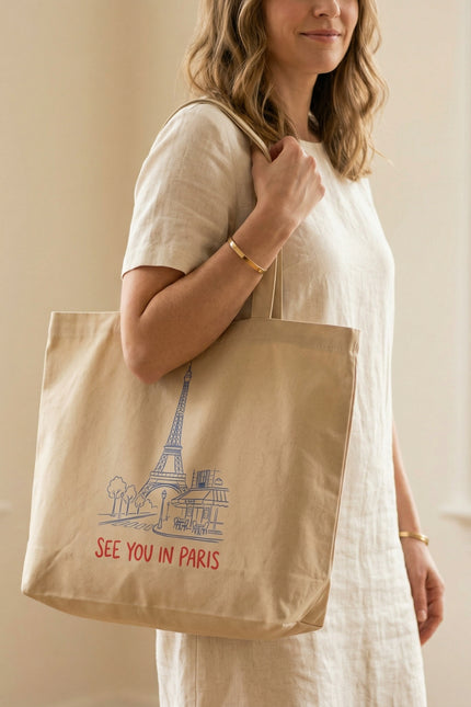 See You In Paris Large organic tote bag