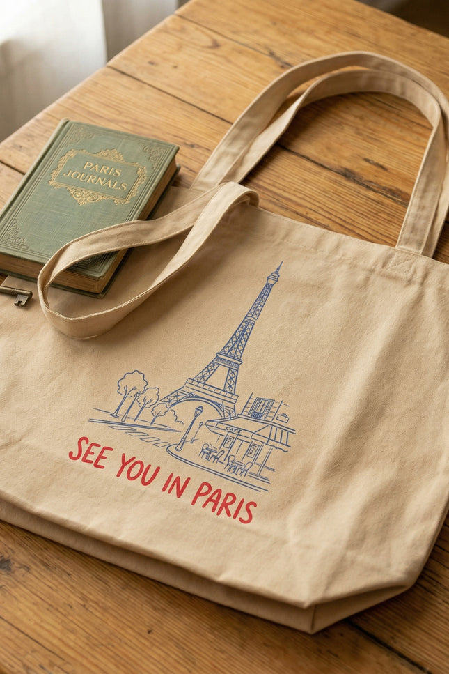 See You In Paris Large organic tote bag