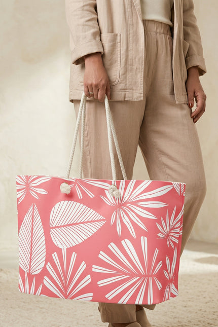 Pink Summer Palms Oversized weekender bag