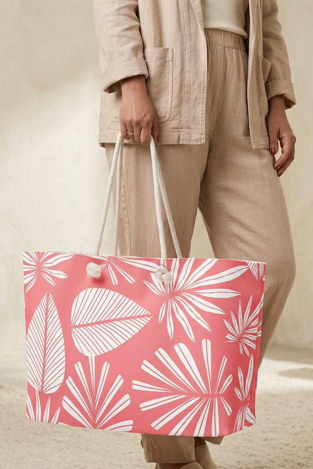 Pink Summer Palms Oversized weekender bag